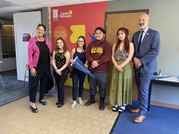 Staff and students posing for a picture in the Career Pathways Center
