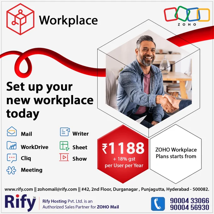 #ZOHOWorkplace - The better way to office - Plan starts from Rs. 1188   gst. Call Me to place your order. 