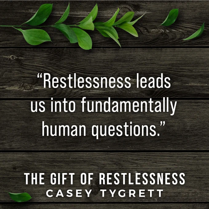 “Restlessness leads us into fundamentally human questions.”—quote from The Gift of Restlessness