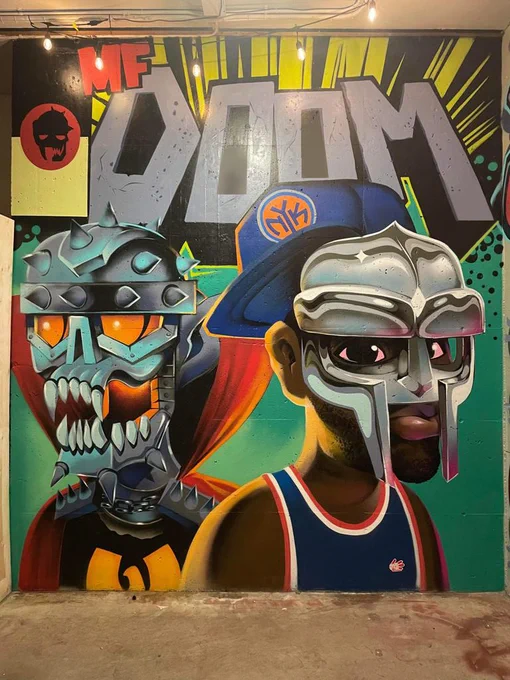 MF DOOM tribute along side CZARFACE Painted by Dedos.