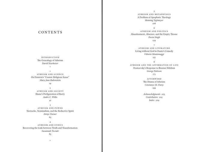 table of contents for *The Varieties of Atheism*