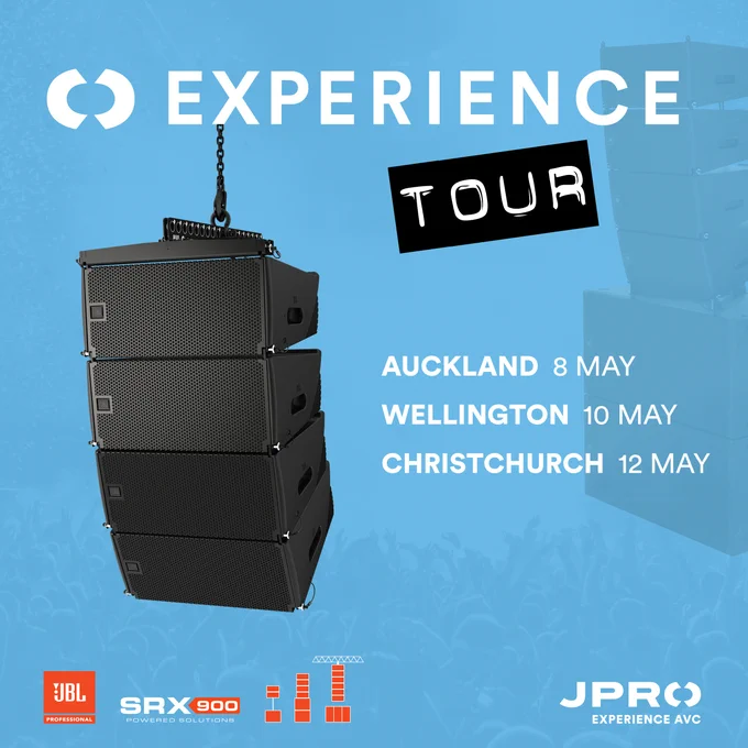 JPRO, one of New Zealand’s leading and most experienced professional audio, video and control distribution companies is celebrating 35 years of dedication to the NZ Pro Audio industry with the JPRO Experience Tour.

The Experience Tour takes place in Auckland, Wellington and Christchurch from 8 to 12 May 2023, launching the new JBL SRX900 Powered Line Array Series and showcasing the JBL range of portable powered PA Systems.

For more info and to book, visit https://bit.ly/JPRO_event 
