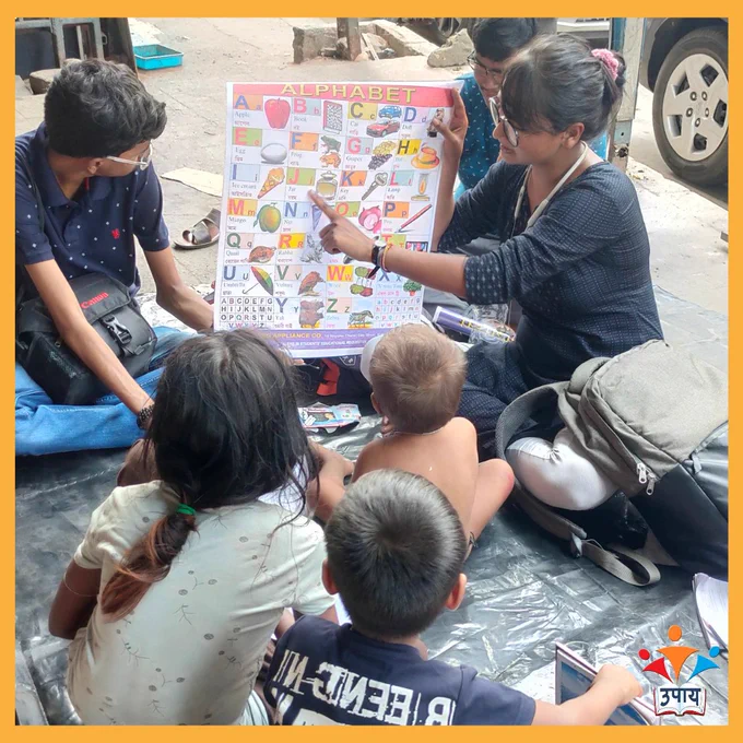 Children learning outside school