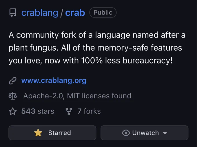 crablang has over 500 stars on github!