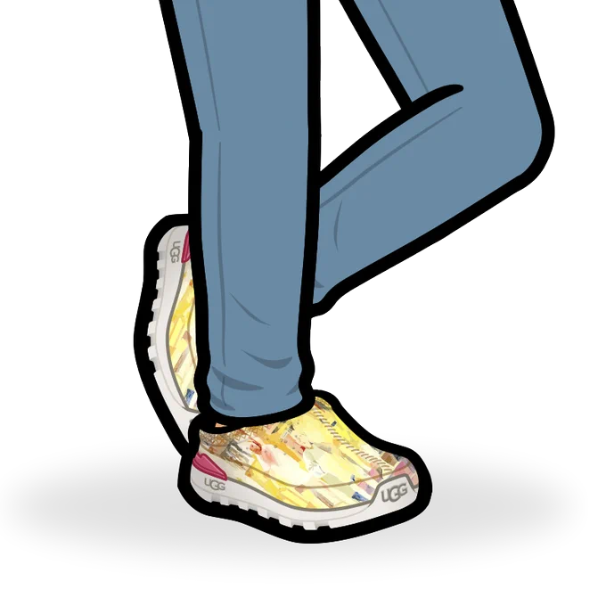 Closeup on a Bitmoji avatar's feet rocking the FeelHouse exclusive UGG KidSuper Tasman Sport 