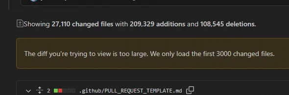 WIP DT monorepo changed files/lines at 27k modified 200k added 100k removed
