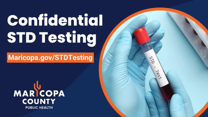 blood vial with text "Confidential STD Testing maricopa.gov/STDTesting"