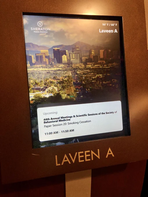 A sign that says “Laveen A”, Paper Session 20: Smoking Cessation