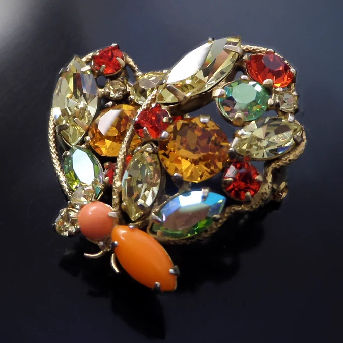 Regency Rhinestone Multi-Color Butterfly Brooch 