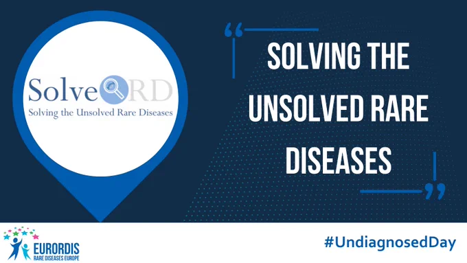 The Solve-RD logo features on a blue background. The text to the right reads 'Solving the unsolved rare diseases'. #UndiagnosedDay.