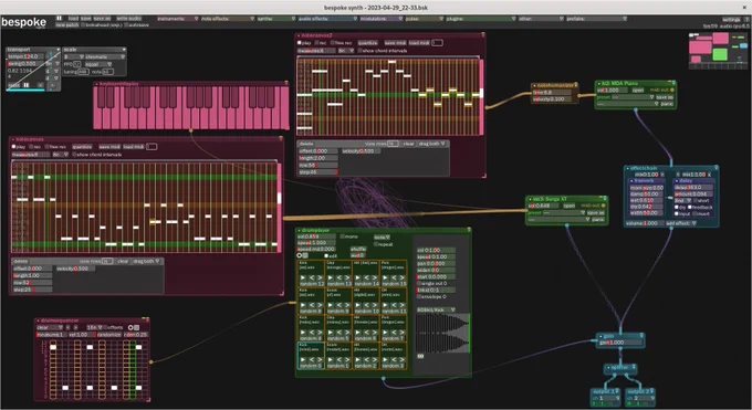 A patch in the Bespoke Synth UI
