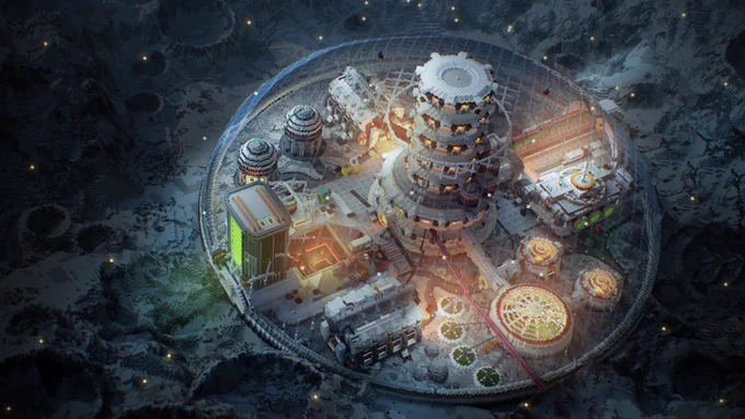 Over-head view of the lunar base