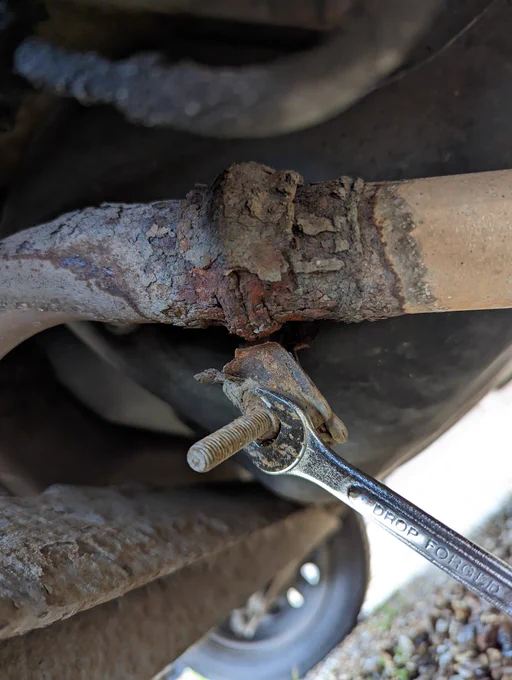A clamp has sheered when trying to loosen a nut with a spanner