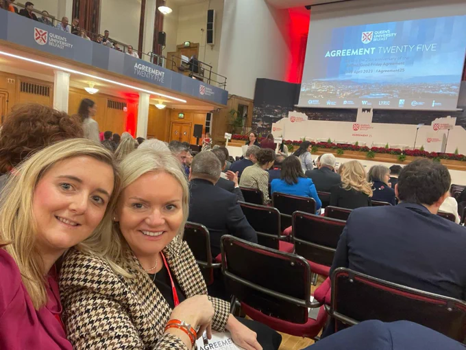 Lean In Network President Lorraine Nelson and Lean In Belfast founder and Global Advisory Board member  Nuala Murphy at the #Agreement25 celebrations of peace.