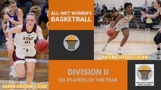 2023 MBWA AWARDS WOMEN'S DIVISION II
Sarah Ericson (STAC), Briana Lee (Felician) Tabbed Co-Players of the Year; STAC's Bill Cleary Claims Coaches Award