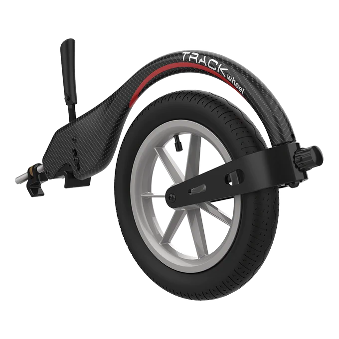 SINGLE ARM , Carbon, 12'' Outdoor front wheel

Key Facts
Ultralight: 2.6 kg
No additional mounting parts necessary
High comfort due to large 12″ wheel
Pneumatic wheel with anti-flutter fork
Pleasant riding experience even on bumpy roads
Adjustable to many sizes
Single arm for rigid wheelchairs