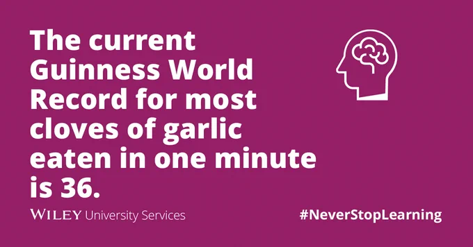The current Guinness World Record for most cloves of garlic eaten in one minute is 36.