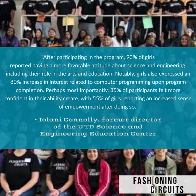 A photo of Fashioning Circuits participants along with the quote provided in the tweet.