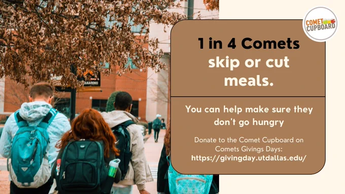 A graphic containing the statistic found in the tweet alongside a photo of UTD students.