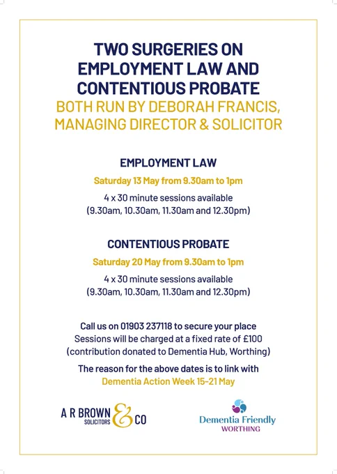Employment Law and Contentious Probate event poster. 