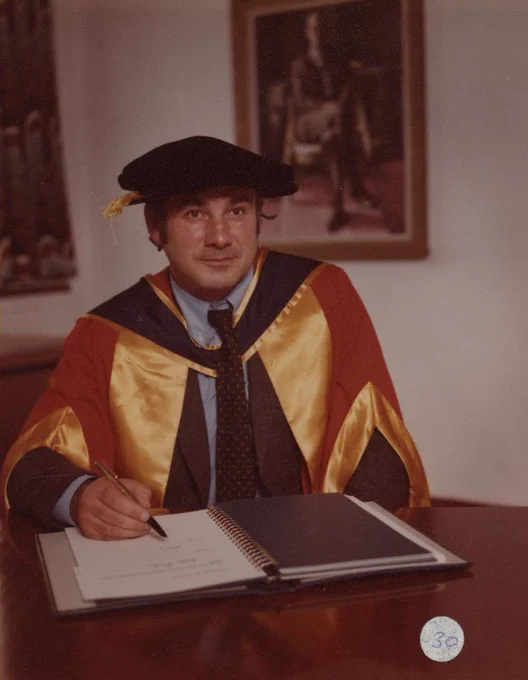 Harold Riley receiving an honorary degree from the University of Salford
