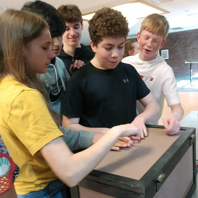 students with box
