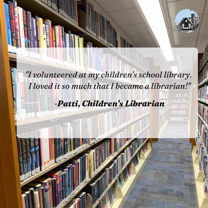 Quote from Children's Librarian over photo of library