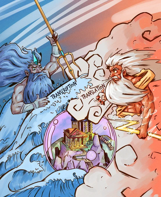 This illustration by Emma Vidal of @drawimpacts depicts an epic tumor suppressive battle between two titans of gene expression, transcription and translation, caused by loss of ARID1A