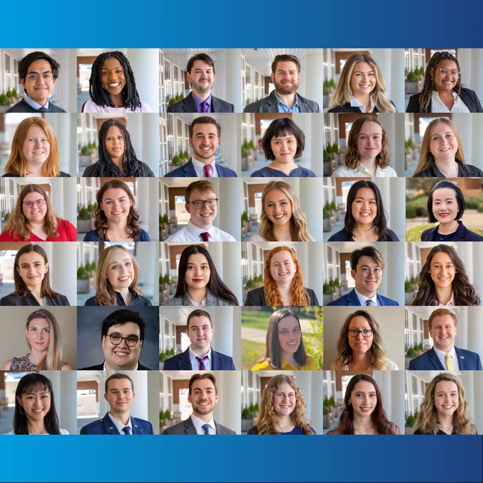 A collage of all 36 spring 2023 student marshals for majors offered within the College of the Liberal Arts at Penn State