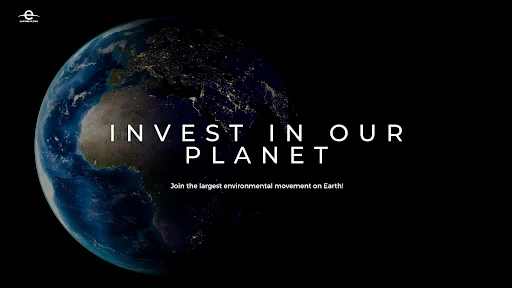 Invest in our planet - join the largest environmental movement on Earth. Globe on black sky background