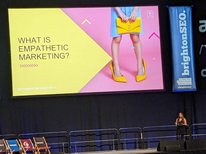 Dr Kiran Webster on stage at brightonSEO 