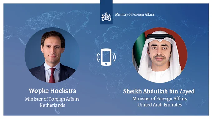 Visual of both ministers and a symbol of a telephone in the center.