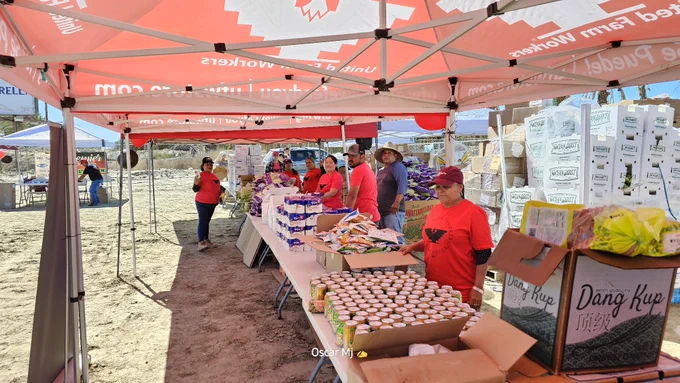 UFW Coachella farm worker food distribution