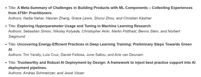Candidates for best paper award at CAIN 2023