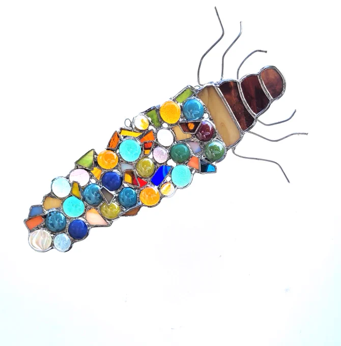 stained glass caddisfly larvae suncatcher