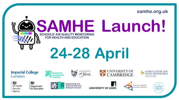 SAMHE launch card with launch dates 24-28 April and logos of partner organisations