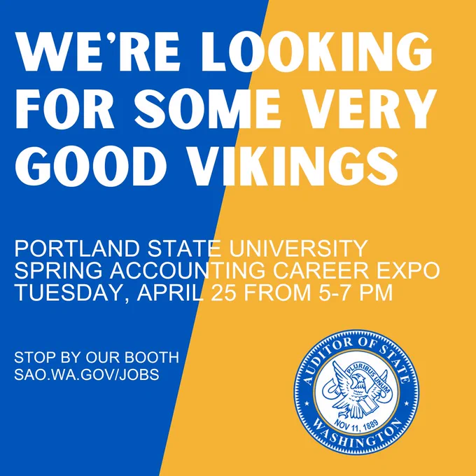 We're Looking For Some Very Good Vikings. SAO will be at the Portland State University career fair.