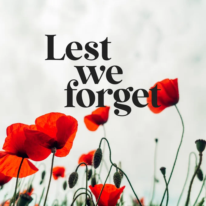 Red poppies with words lest we forget posted by ditters nuts in adelaide