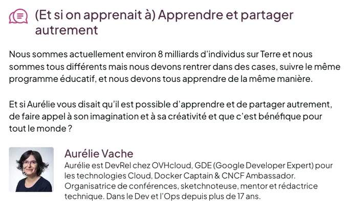 Fiche récapitulative du talk d’Aurélie