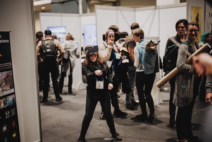 Attendee enjoying a Harry Potter inspired XR demo