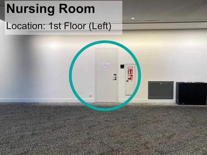 Locations of the nursing room during CHI'23: First floor directly on the left.