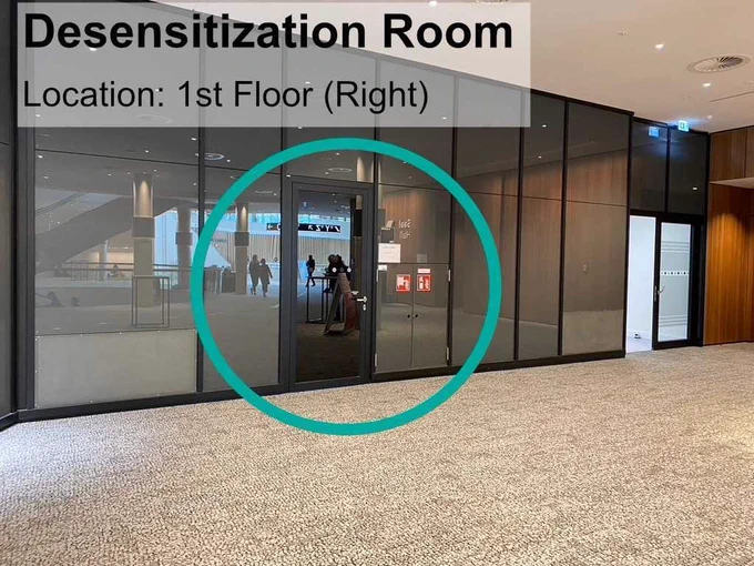 Locations of the desensitization room during CHI'23: First floor directly to the right.