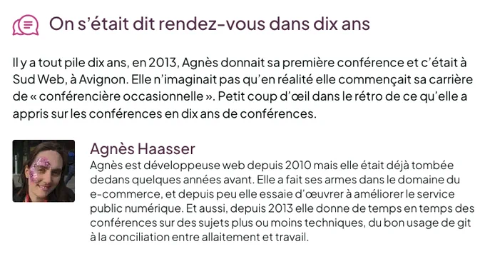 Fiche récapitulative du talk d'Agnès