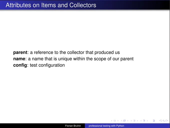 Old slide "attributes on items and collectors" with almost no code