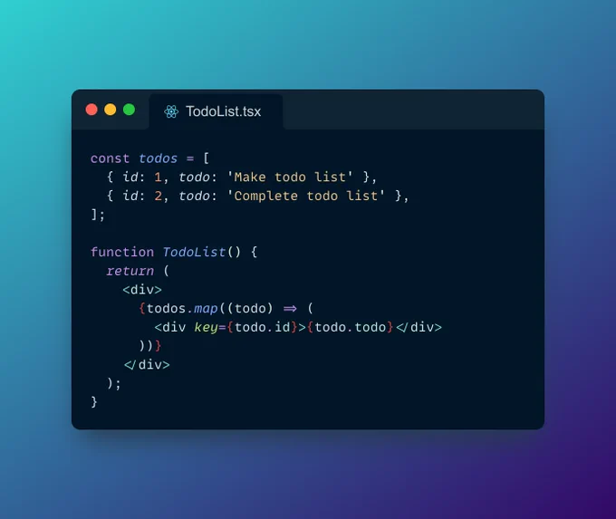 An example of mapping data to JSX in React