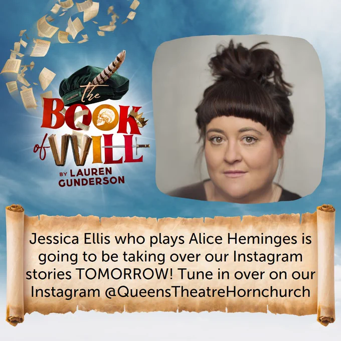 Jessica Ellis who plays Alice Heminges is going to be taking over our Instagram stories TOMORROW! Tune in over on our Instagram @QueensTheatreHornchurch