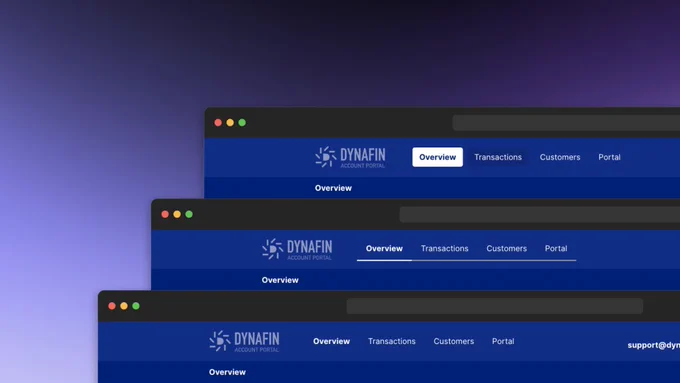 Browser windows showing three different navigation bar visual variants including: tabs, button, and link.