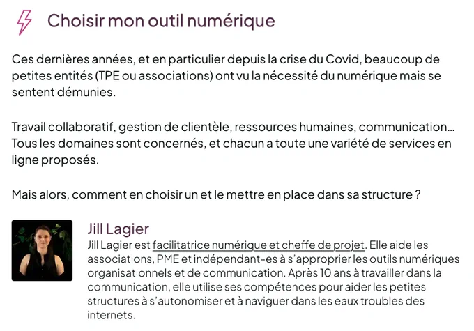 Fiche récapitulative du talk de Jill