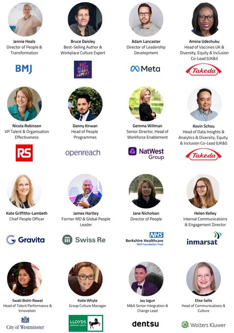 16 headshots of conference speakers. all info can be found on businesscultureawards.com