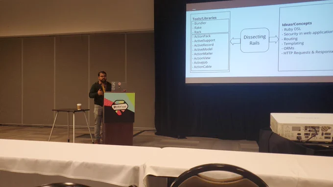 @rtdp covering a range of Rails concepts via his workshop : Dissecting Rails #learningneverstops #RailsConf2023 #Ruby #Rails 